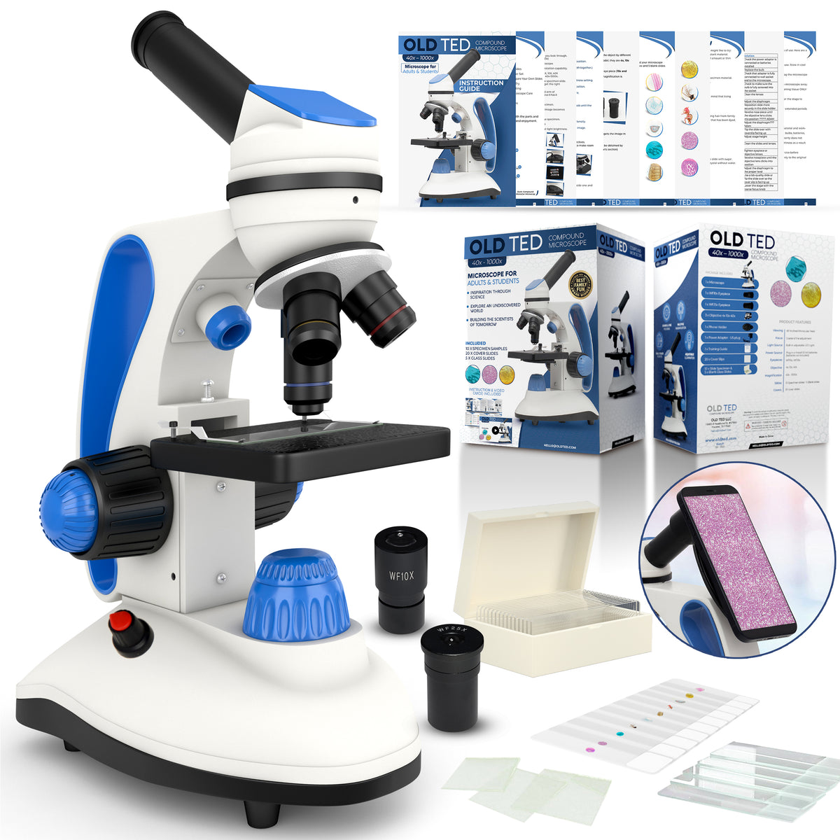 old ted explorer microscope science kit with prepared slides set and complete accessories