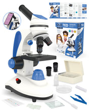 Load image into Gallery viewer, Old Ted 40x - 1000x Kids Microscope. Complete Microscope Kit with pre-Made Slides, Instruction Guide, Phone Adaptor &amp; Microscope Accessories
